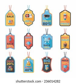 shopping tag banner flat design background set, eps10