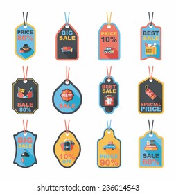 shopping tag banner flat design background set, eps10