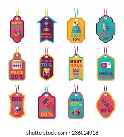 shopping tag banner flat design background set, eps10