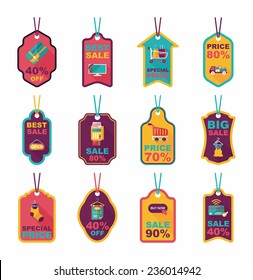 shopping tag banner flat design background set, eps10