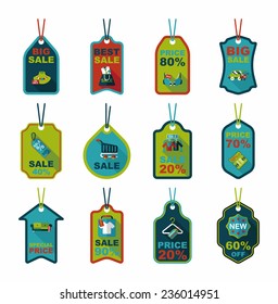 shopping tag banner flat design background set, eps10