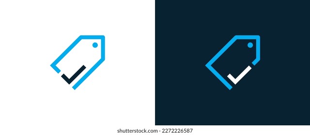 Shopping Tag Check Mark Logo Concept sign icon symbol Element Design. Discount, Offer, Shop Logotype. Vector illustration template