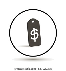 Shopping tag with dollar sign icon, flat design. Tags, label, Price Tag isolated on white background. Money Tag icon