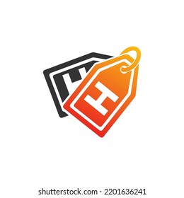 Shopping Tag, Tag, Shopping Tag H letter Logo Template vector symbol