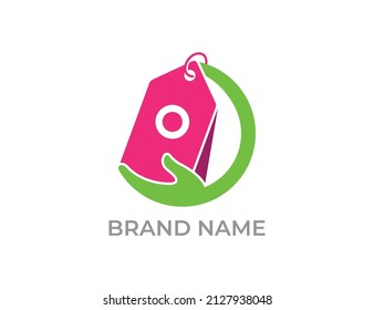 Shopping Tag Logo icon symbol with Letter O. Vector logo template