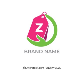 Shopping Tag Logo icon symbol with Letter Z. Vector logo template
