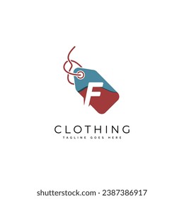 Shopping Tag Logo icon symbol with Letter F. Alphabet F Vector logo template