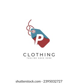 Shopping Tag Logo icon symbol with Letter P. Alphabet P Vector logo template