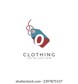 Shopping Tag Logo icon symbol with Letter O. Alphabet O Vector logo template