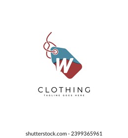 Shopping Tag Logo icon symbol with Letter W. Alphabet W Vector logo template