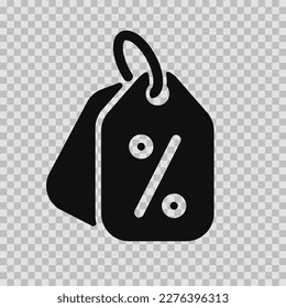 Shopping tag silhouette symbol, Shopping tag vector cut glyph, Shopping tag sign on transparent background.