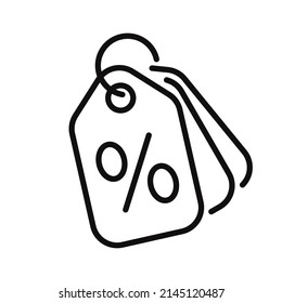 Etiquetas de compra icono de línea de trazo editable, símbolo de contorno modificable vectorial de alta calidad para el diseño de la interfaz de usuario.