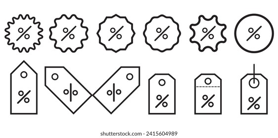 Shopping tags line icon. Special offer sign. Discount coupons symbol, Discount, percentage icon symbol