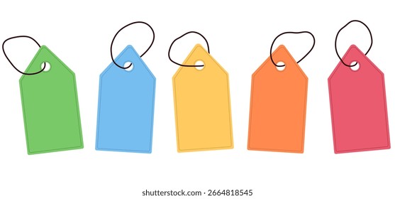 Conjunto de vetores de tags de compra. Ilustração do vetor de etiquetas de varejo. Elementos vetoriais do rótulo de compras