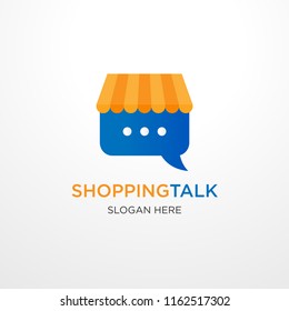 shopping talk logo template with crattive concept use for business website brand or startup application identity vector eps 10