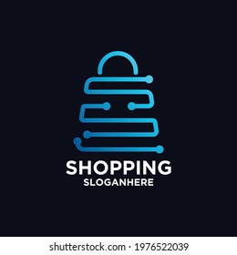 Shopping tech logo design vector template