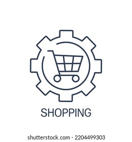 Shopping technology. professional deal. Vector linear icon isolated on white background.