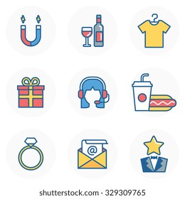 Shopping theme, flat style, colorful, vector icon set for info graphics, websites, mobile and print media.