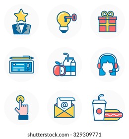 Shopping theme, flat style, colorful, vector icon set for info graphics, websites, mobile and print media.