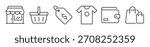 Shopping thin line icon set. Web minimal icons
