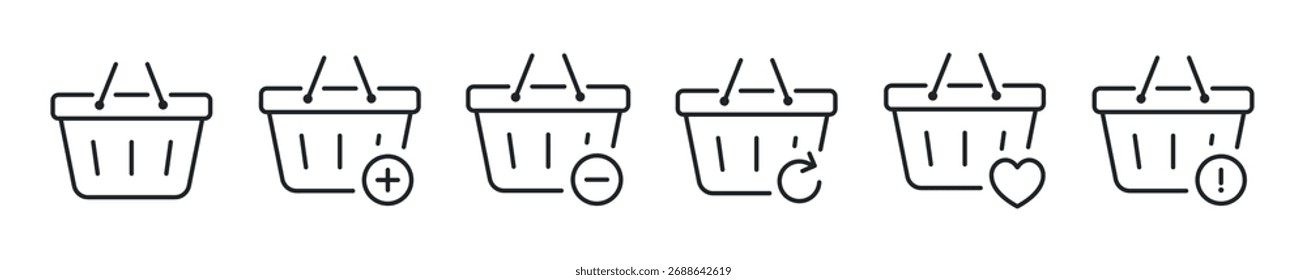 Conjunto de iconos de línea delgada de compras. Iconos mínimos de Web
