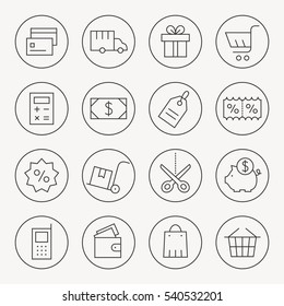 Shopping thin line icon set