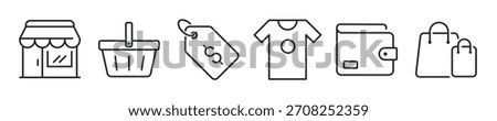 Shopping thin line icon set. Web minimal icons