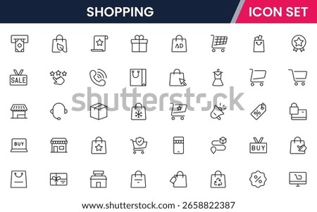 Shopping thin line icons set. E-Commerce, Shop, Online Shopping icons collection. Shopping symbols set. Vector illustration