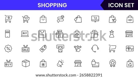 Shopping thin line icons set. E-Commerce, Shop, Online Shopping icons collection. Shopping symbols set. Vector illustration