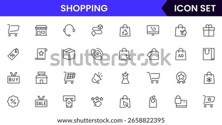 Shopping thin line icons set. E-Commerce, Shop, Online Shopping icons collection. Shopping symbols set. Vector illustration