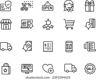 SHOPPING thin line icons vector design