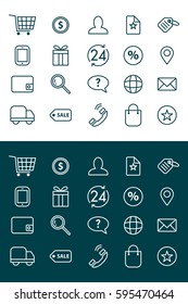 Shopping thin minimal icons set line design.