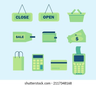 Shopping things on blue background