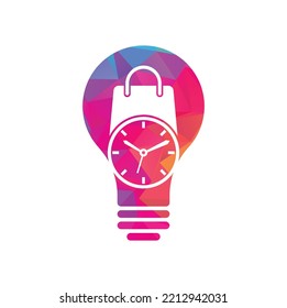 Shopping time bulb shape concept vector logo design template.
