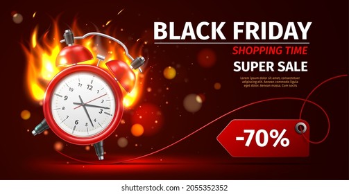 Shopping time clock. Last minute offer poster