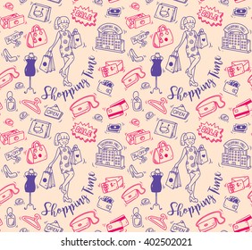 shopping time doodle background