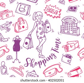 shopping time doodle background