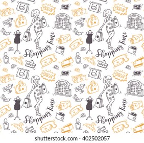 shopping time doodle background