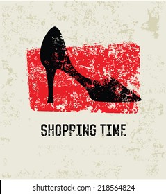 Shopping time grunge symbol,clean vector