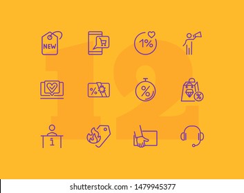 Shopping time icon set. Online store concept. Vector illustration can be used for topics like marketing, delivery service, internet shopping