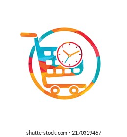 Shopping time vector logo design template.