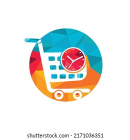 Shopping time vector logo design template.