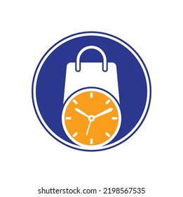 Shopping time vector logo design template.