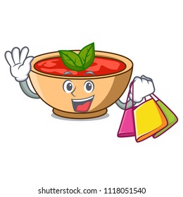 Shopping tomato soup character cartoon