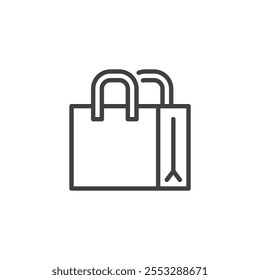 Ícone da linha do tote de compras. sinal de estilo linear para conceito móvel e web design. Um ícone de vetor de contorno de saco de tecido reutilizável. Símbolo, ilustração de logotipo. Gráficos vetoriais