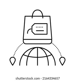 shopping tourism line icon vector. shopping tourism sign. isolated contour symbol black illustration