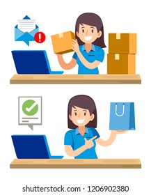 Shopping and trade online of woman people. Use internet technology to commerce. Easy shop service at you home.
