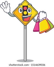 Shopping traffic light ahead isolated with cartoon