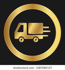 Shopping transportation or delivery or truck in move simple gold icon for apps and websites