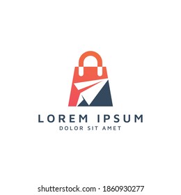 shopping and travel negative space logo design